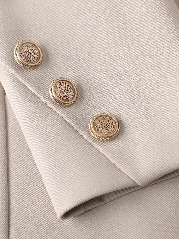 Women Ladies Autumn Winter Outwear Formal Blazer Beige Female Long Sleeve Single Breasted Solid Work Wear Jacke Women Blazer