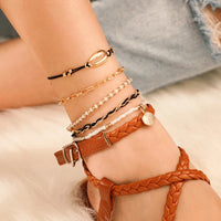 1/5pc/set Bohemia Shell Chain Anklet Sets For Women Sequins Ankle Bracelet On Leg Foot Trendy Summer Beach Jewelry Gift