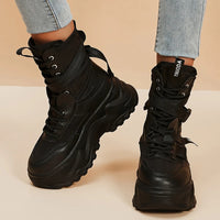 White Chunky Platform Motorcycle Boots Women Buckle Lace Up Thick Bottom Ankle Boots Woman 2023 Autumn Fashion Vulcanized Shoes